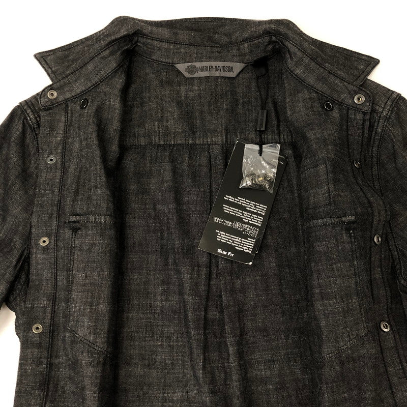 【中古品】【メンズ】 SLIM FIT DENIM S/S SHIRT 96233-18VM スリムフィット デニム ショートスリーブシャツ 半袖 トップス 145-250107-kk-29-tei サイズ：S カラー：ブラック 万代Net店