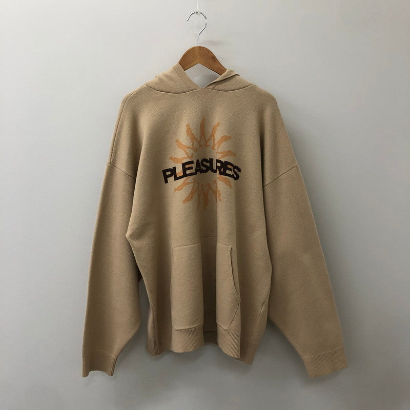 【中古品】【メンズ】  PLEASURES プレジャーズ PASSION KNIT SWEATER HOODIE パッション ニットセーター フーディー トップス プルオーバーパーカー 142-250308-kk-09-tei サイズ：XL カラー：TAN 万代Net店