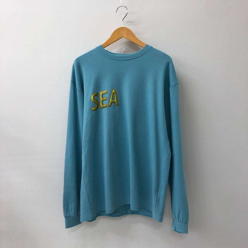 【中古品】【メンズ】 WIND AND SEA ウィンダンシー × ZOOS ズーズ 別注 コラボ 24SS L/S LOGO T-SHIRT WDS-C-ZOO-24-Q2-CS-01 ロングスリーブ ロゴ Tシャツ 長袖 トップス 142-241219-kk-32-tei サイズ：M カラー：ブルー 万代Net店