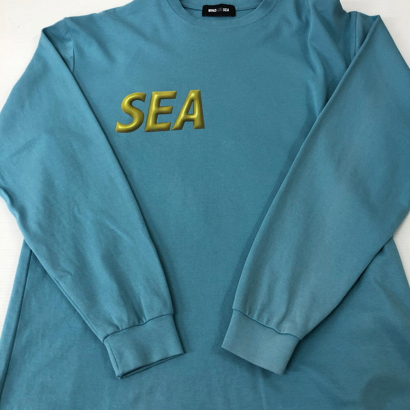 【中古品】【メンズ】 WIND AND SEA ウィンダンシー × ZOOS ズーズ 別注 コラボ 24SS L/S LOGO T-SHIRT WDS-C-ZOO-24-Q2-CS-01 ロングスリーブ ロゴ Tシャツ 長袖 トップス 142-241219-kk-32-tei サイズ：M カラー：ブルー 万代Net店