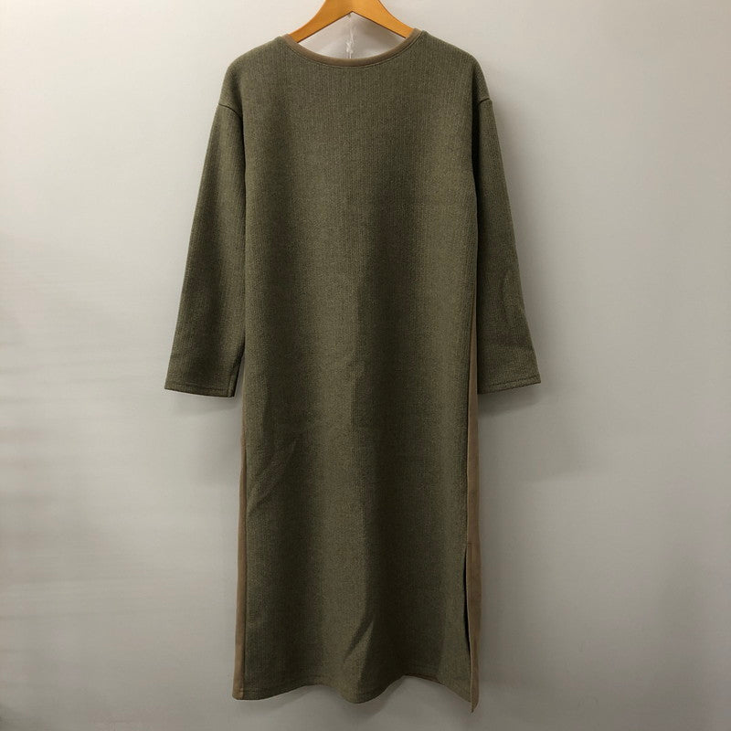 【中古美品】【レディース】 SUEDE COMBI ONEPIECE スエード コンビ ワンピース トップス 168-241211-kk-28-tei サイズ：F カラー：グレー/ブラウン 万代Net店