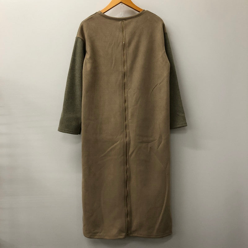 【中古美品】【レディース】 SUEDE COMBI ONEPIECE スエード コンビ ワンピース トップス 168-241211-kk-28-tei サイズ：F カラー：グレー/ブラウン 万代Net店