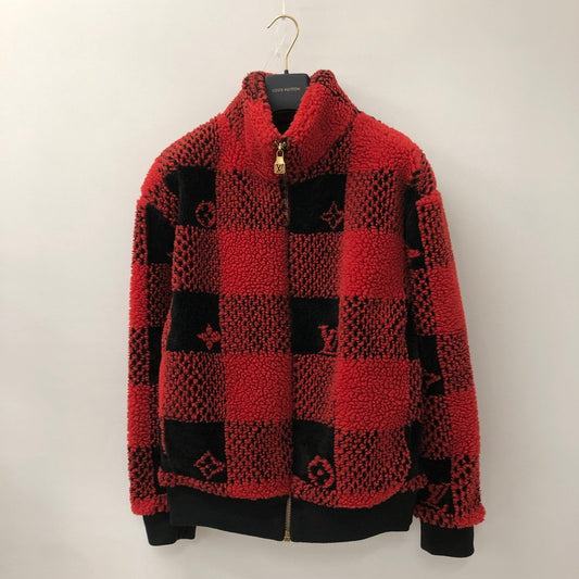 【中古美品】【メンズ】 LOUIS VUITTON ルイ・ヴィトン 24AW DAMIER FLEECE BLOUSON HRY86WNJF ダミエフリースブルゾン アウター ジャケット 179-241214-kk-02-tei サイズ：M カラー：レッド プレイド 万代Net店