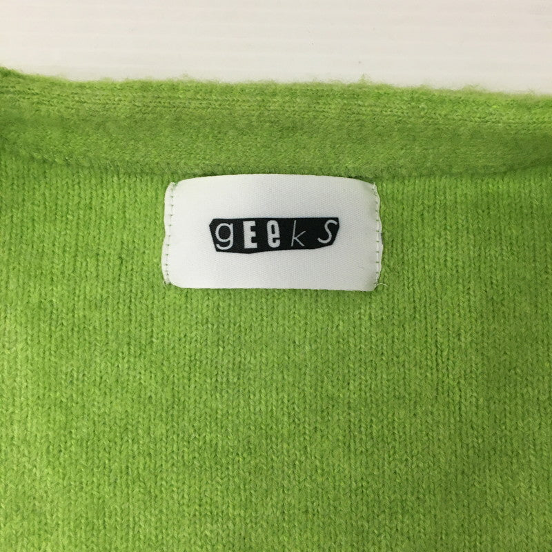 【中古品】【メンズ】  GEEKS ギークス ACRYLIC CARDIGAN 21KU-KN001 アクリルカーディガン トップス 142-241221-kk-05-tei サイズ：L カラー：ライトグリーン 万代Net店