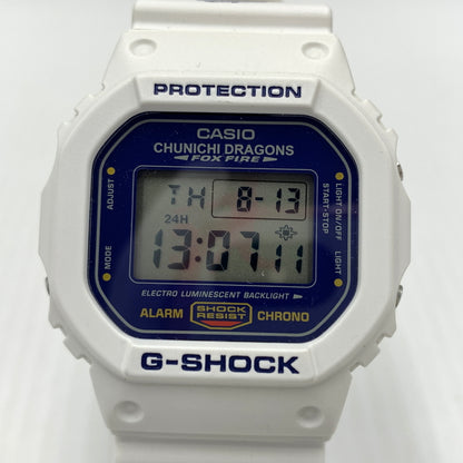【中古品】【メンズ】 CASIO カシオ CHUNICHI DRAGONS MODEL G-SHOCK DW-5600VT 中日ドラゴンズ 立浪和義 引退記念 モデル ジーショック 腕時計 196-260814-yo-04-tei カラー：ホワイト/ブルー 万代Net店