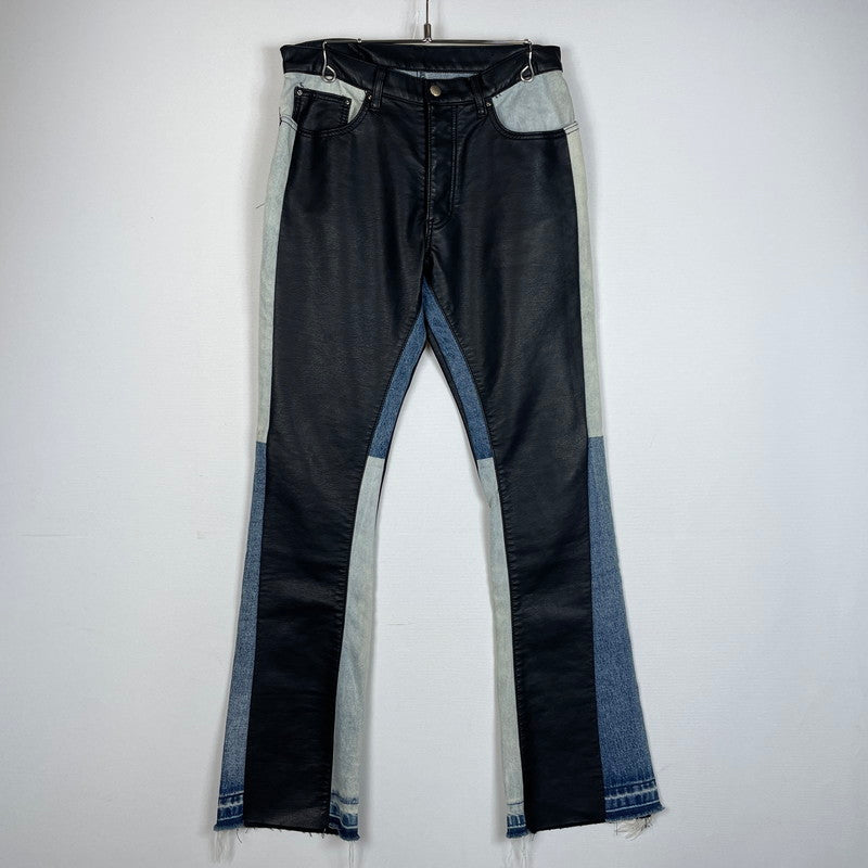 【中古品】【メンズ】 MNMI ミニマル LEATHER FLARE DENIM レザー フレア デニム ボトムス 142-620618-sa-10-tei サイズ：29 カラー：ブラック 万代Net店