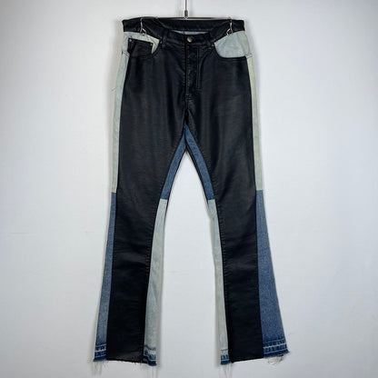 【中古品】【メンズ】 MNMI ミニマル LEATHER FLARE DENIM レザー フレア デニム ボトムス 142-620618-sa-10-tei サイズ：29 カラー：ブラック 万代Net店