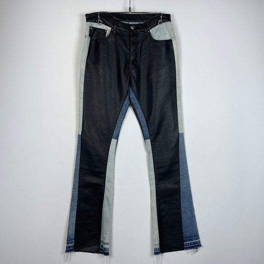 【中古品】【メンズ】 MNMI ミニマル LEATHER FLARE DENIM レザー フレア デニム ボトムス 142-620618-sa-10-tei サイズ：29 カラー：ブラック 万代Net店