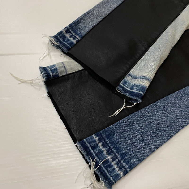 【中古品】【メンズ】 MNMI ミニマル LEATHER FLARE DENIM レザー フレア デニム ボトムス 142-620618-sa-10-tei サイズ：29 カラー：ブラック 万代Net店