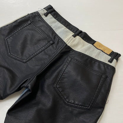 【中古品】【メンズ】 MNMI ミニマル LEATHER FLARE DENIM レザー フレア デニム ボトムス 142-620618-sa-10-tei サイズ：29 カラー：ブラック 万代Net店