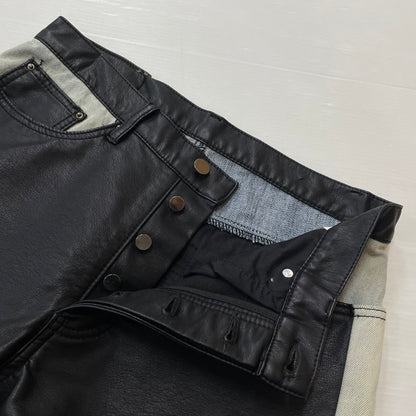 【中古品】【メンズ】 MNMI ミニマル LEATHER FLARE DENIM レザー フレア デニム ボトムス 142-620618-sa-10-tei サイズ：29 カラー：ブラック 万代Net店