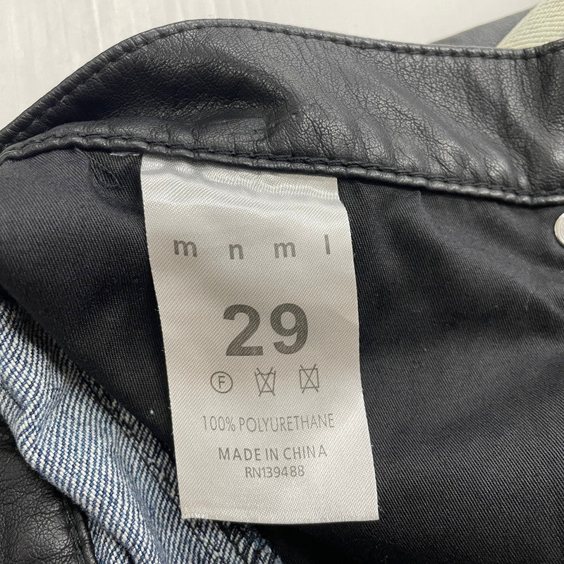 【中古品】【メンズ】 MNMI ミニマル LEATHER FLARE DENIM レザー フレア デニム ボトムス 142-620618-sa-10-tei サイズ：29 カラー：ブラック 万代Net店