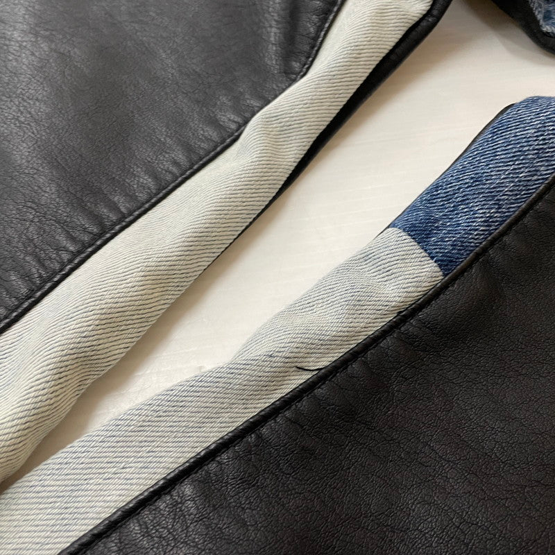 【中古品】【メンズ】 MNMI ミニマル LEATHER FLARE DENIM レザー フレア デニム ボトムス 142-620618-sa-10-tei サイズ：29 カラー：ブラック 万代Net店