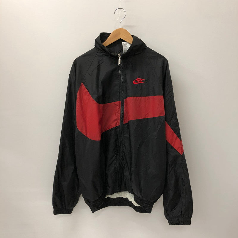 【中古品】【メンズ】 NIKE ナイキ 90's BIG SWOOSH NYLON JACKET USA製 90年代 ビッグスウォッシュ ナイロンジャケット ライトアウター 白タグ 148-250108-kk-02-tei サイズ：M カラー：ブラック 万代Net店