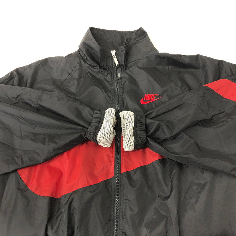 【中古品】【メンズ】 NIKE ナイキ 90's BIG SWOOSH NYLON JACKET USA製 90年代 ビッグスウォッシュ ナイロンジャケット ライトアウター 白タグ 148-250108-kk-02-tei サイズ：M カラー：ブラック 万代Net店