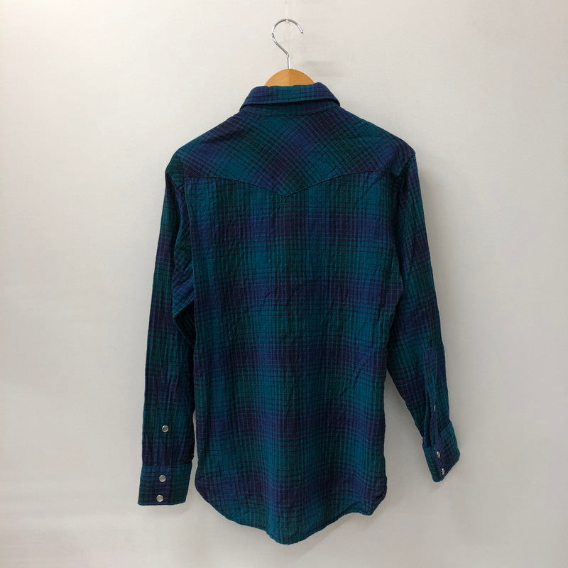 【現状渡し品】【メンズ】 70’s WOOL WESTERN SHIRT VINTAGE 70年代 ウールウエスタンシャツ 長袖 トップス ヴィンテージ 145-241224-kk-10-tei サイズ：M カラー：ブルー/グリーン 万代Net店