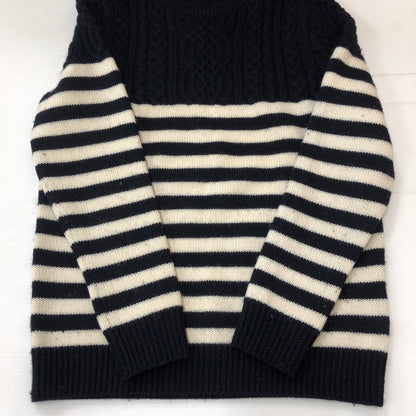 【中古品】【メンズ】 SOPHNET. ソフネット 17AW CABLE BORDER CREW NECK KNIT SOPH-178108 ケーブル ボーダー クルーネックニット トップス セーター 142-250426-kk-29-tei サイズ：S カラー：ネイビー 万代Net店
