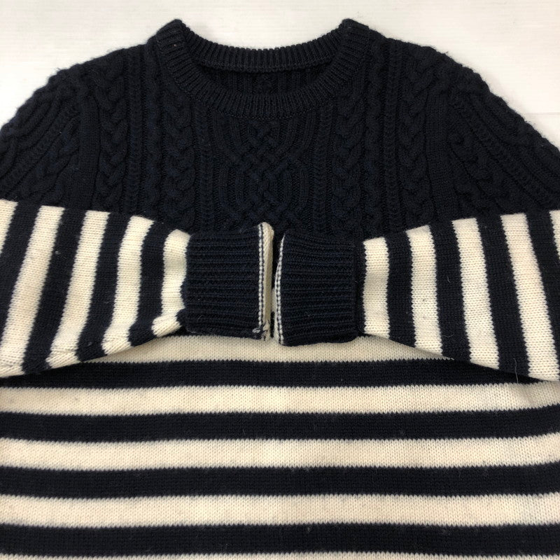 【中古品】【メンズ】 SOPHNET. ソフネット 17AW CABLE BORDER CREW NECK KNIT SOPH-178108 ケーブル ボーダー クルーネックニット トップス セーター 142-250426-kk-29-tei サイズ：S カラー：ネイビー 万代Net店