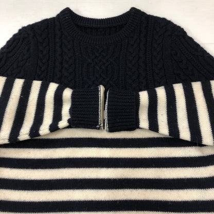 【中古品】【メンズ】 SOPHNET. ソフネット 17AW CABLE BORDER CREW NECK KNIT SOPH-178108 ケーブル ボーダー クルーネックニット トップス セーター 142-250426-kk-29-tei サイズ：S カラー：ネイビー 万代Net店