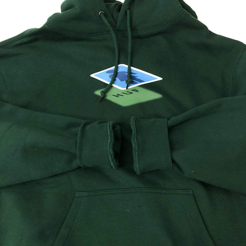 【中古品】【メンズ】 HUF ハフ × GIRL ガール 別注 コラボ SHADOW PULLOVER HOODIE PF00603 シャドー プルオーバーフーディー トップス パーカー 142-241226-yo-16-fuz サイズ：M カラー：フォレストグリーン 緑 万代Net店