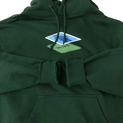 【中古品】【メンズ】 HUF ハフ × GIRL ガール 別注 コラボ SHADOW PULLOVER HOODIE PF00603 シャドー プルオーバーフーディー トップス パーカー 142-241226-yo-16-fuz サイズ：M カラー：フォレストグリーン 緑 万代Net店