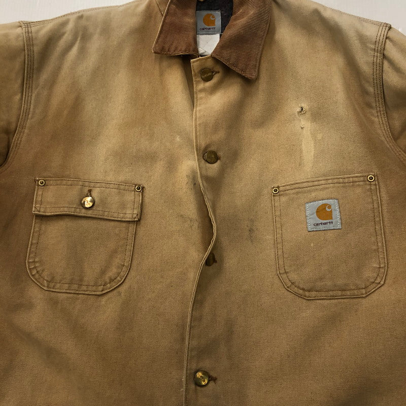 【現状渡し品】【メンズ】 Carhartt カーハート 90's DUCK CHORE COAT 90年代 ダック チョアコート アウター ブランケットライナー  ジャケット 145-250117-kk-16-tei サイズ：表記消え 下記参照 カラー：ベージュ 万代Net店