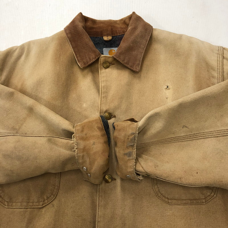 【現状渡し品】【メンズ】 Carhartt カーハート 90's DUCK CHORE COAT 90年代 ダック チョアコート アウター ブランケットライナー  ジャケット 145-250117-kk-16-tei サイズ：表記消え 下記参照 カラー：ベージュ 万代Net店