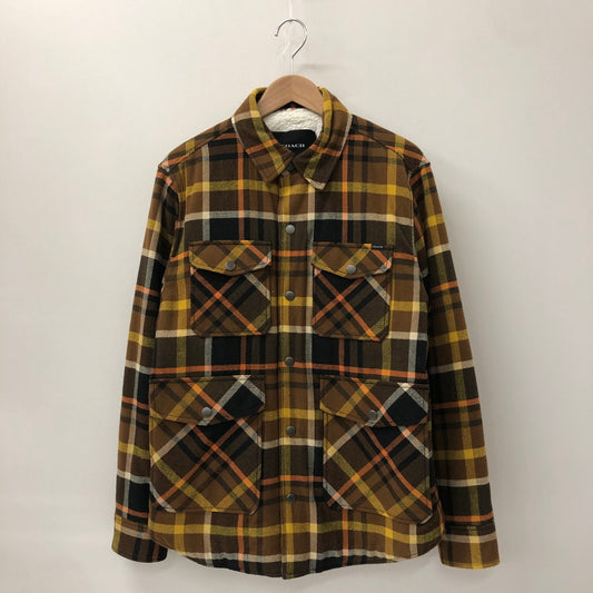 【中古品】【メンズ】 COACH コーチ PLAID SHERPA LINED SHIRT JACKET CE341 プレイド シェルパ ラインド シャツ ジャケット ライトアウター 141-241231-kk-02-tei サイズ：S カラー：ブラウン 万代Net店