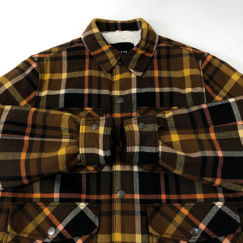 【中古品】【メンズ】 COACH コーチ PLAID SHERPA LINED SHIRT JACKET CE341 プレイド シェルパ ラインド シャツ ジャケット ライトアウター 141-241231-kk-02-tei サイズ：S カラー：ブラウン 万代Net店