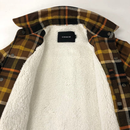 【中古品】【メンズ】 COACH コーチ PLAID SHERPA LINED SHIRT JACKET CE341 プレイド シェルパ ラインド シャツ ジャケット ライトアウター 141-241231-kk-02-tei サイズ：S カラー：ブラウン 万代Net店