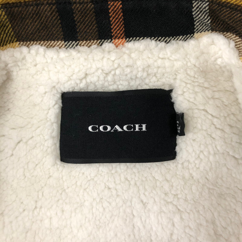 【中古品】【メンズ】 COACH コーチ PLAID SHERPA LINED SHIRT JACKET CE341 プレイド シェルパ ラインド シャツ ジャケット ライトアウター 141-241231-kk-02-tei サイズ：S カラー：ブラウン 万代Net店