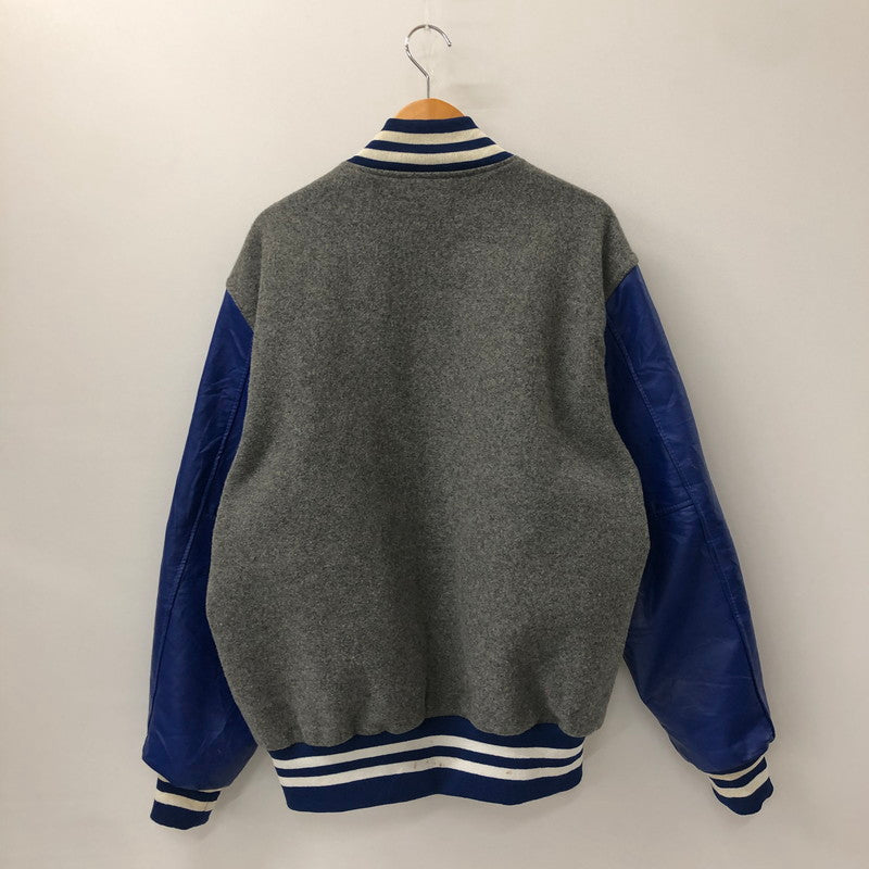 【中古品】【メンズ】  HOLLOWAY ホロウェイ LEATHER SLEEVE VARSITY JACKET レザースリーブ バーシティージャケット アウター スタジャン USA製 145-250116-kk-28-tei サイズ：L カラー：グレー/ブルー 万代Net店