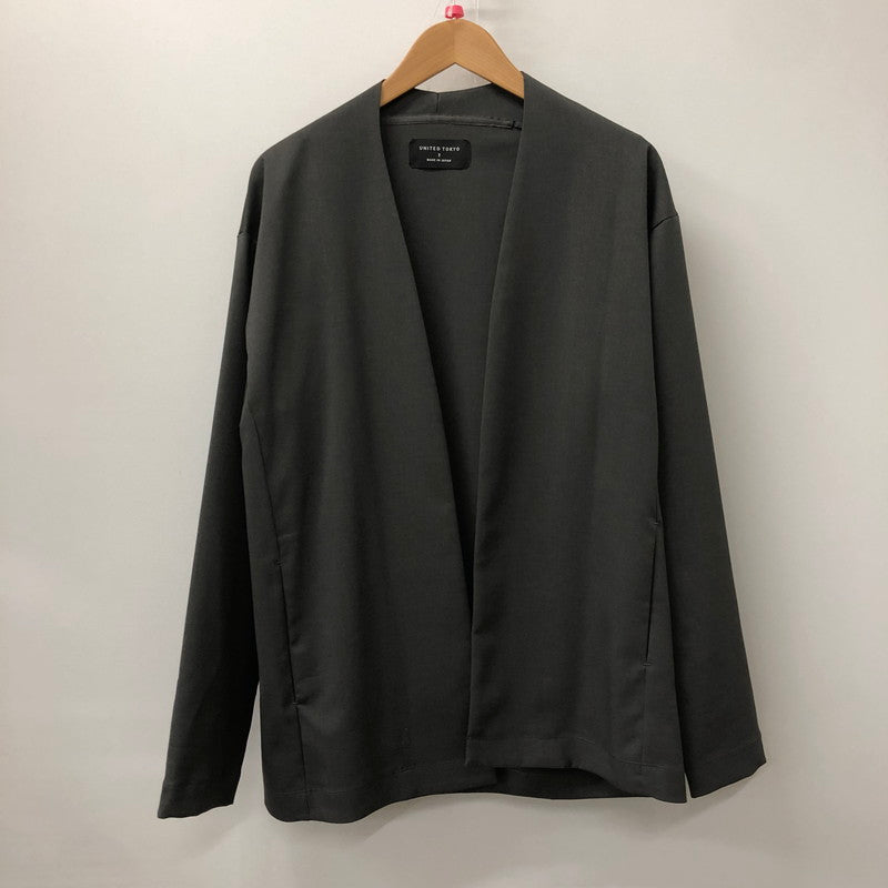 【中古品】【メンズ】 UNITED TOKYO ユナイテッドトウキョウ 22AW NEW DRY AIR CARDIGAN JACKET & DRY AIR SIDE RUBBER SLACKS 132500005/132540005 ジャケット スラックス セットアップ 147-250117-kk-07-tei サイズ：2 カラー：チャコール 万代Net店