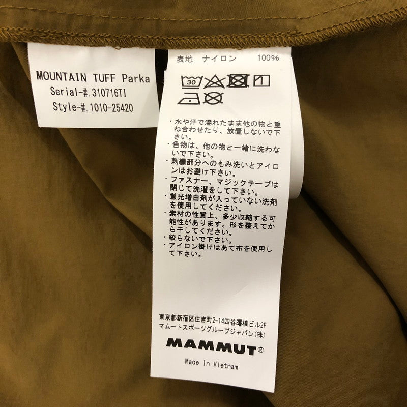 【中古品】【メンズ】 Mammut マムート MOUNTAIN TUFF PARKA 1010-25420 マウンテンタフパーカー ライトアウター ジャケット 144-250119-kk-18-tei サイズ：L カラー：ライトカーキ 万代Net店