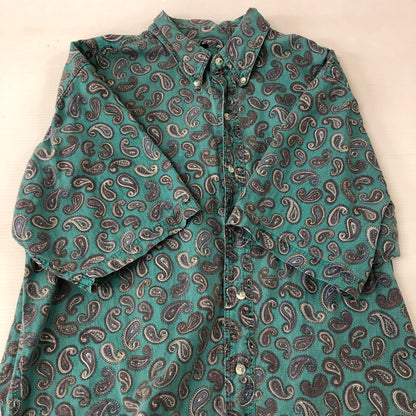 【中古品】【メンズ】 Eddie Bauer エディー・バウアー 90's S/S B.D PAISLEY SHIRT 90年代 ショートスリーブ ボタンダウン ペイズリーシャツ 半袖 トップス 144-250208-kk-19-tei サイズ：M カラー：ターコイズブルー 万代Net店