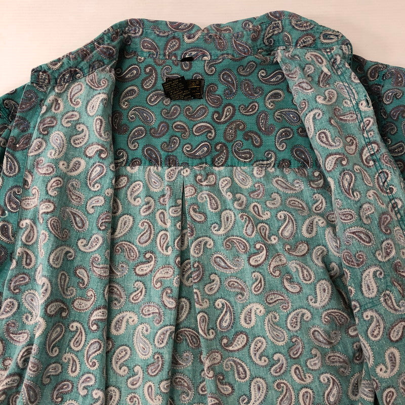 【中古品】【メンズ】 Eddie Bauer エディー・バウアー 90's S/S B.D PAISLEY SHIRT 90年代 ショートスリーブ ボタンダウン ペイズリーシャツ 半袖 トップス 144-250208-kk-19-tei サイズ：M カラー：ターコイズブルー 万代Net店