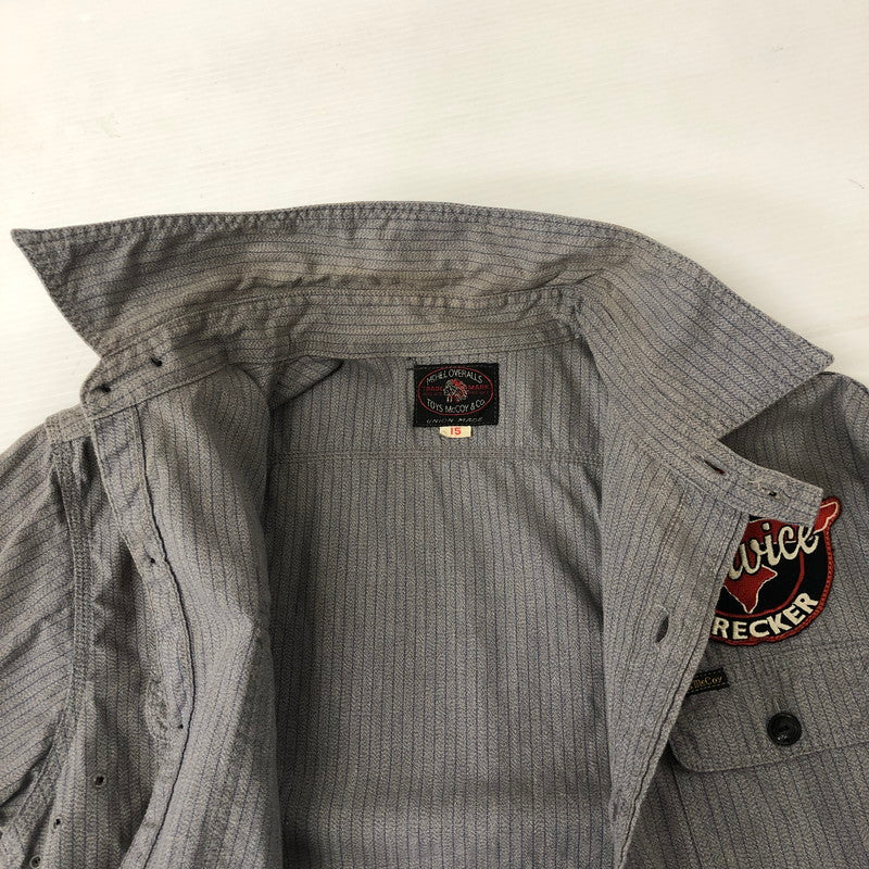【中古品】【メンズ】  TOYS McCOY トイズマッコイ MCHILL OVERALLS L/S WORK SHIRT マックヒル オーバーオールズ ロングスリーブ ワークシャツ 長袖 トップス 145-250130-kk-16-tei サイズ：15 カラー：グレー 万代Net店