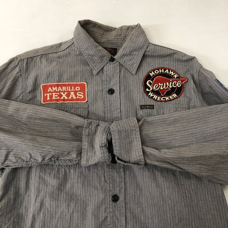 【中古品】【メンズ】  TOYS McCOY トイズマッコイ MCHILL OVERALLS L/S WORK SHIRT マックヒル オーバーオールズ ロングスリーブ ワークシャツ 長袖 トップス 145-250130-kk-16-tei サイズ：15 カラー：グレー 万代Net店