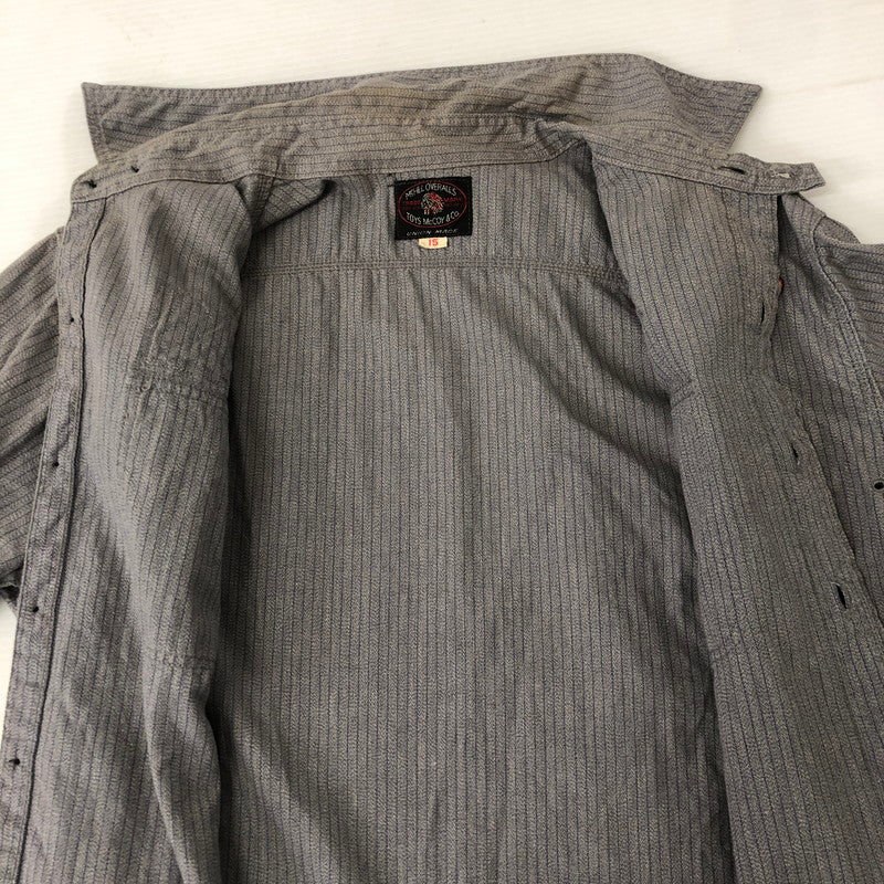 【中古品】【メンズ】  TOYS McCOY トイズマッコイ MCHILL OVERALLS L/S WORK SHIRT マックヒル オーバーオールズ ロングスリーブ ワークシャツ 長袖 トップス 145-250130-kk-16-tei サイズ：15 カラー：グレー 万代Net店