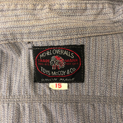 【中古品】【メンズ】  TOYS McCOY トイズマッコイ MCHILL OVERALLS L/S WORK SHIRT マックヒル オーバーオールズ ロングスリーブ ワークシャツ 長袖 トップス 145-250130-kk-16-tei サイズ：15 カラー：グレー 万代Net店
