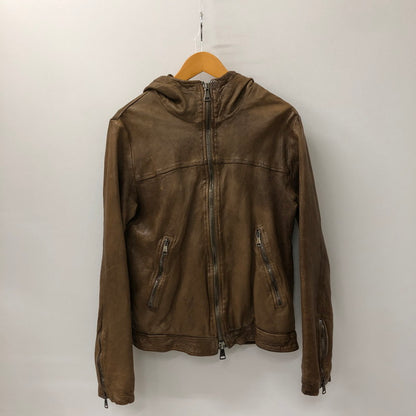 【中古品】【メンズ】  GIOGIO BRATO ジョルジオ・ブラット LAMB LEATHER ZIP UP PARKA GU15F7210BIS ラムレザー ジップアップパーカー アウター レザージャケット 145-250130-kk-22-tei サイズ：44 カラー：ブラウン 万代Net店