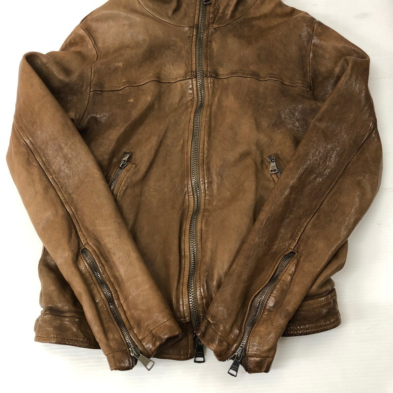 【中古品】【メンズ】  GIOGIO BRATO ジョルジオ・ブラット LAMB LEATHER ZIP UP PARKA GU15F7210BIS ラムレザー ジップアップパーカー アウター レザージャケット 145-250130-kk-22-tei サイズ：44 カラー：ブラウン 万代Net店