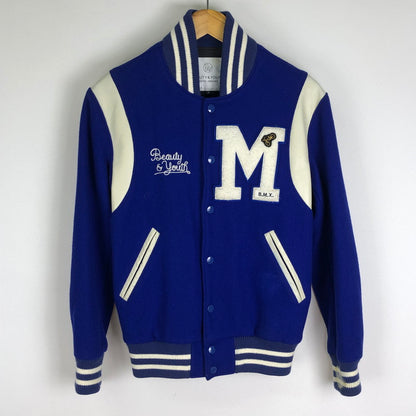 【中古品】【メンズ】 BEAUTY&YOUTH UNITED ARROWS ビューティアンドユースユナイテッドアローズ STADIUM JACKET 1225-104-2663 スタジアム ジャケット アウター スタジャン ウール 147-251127-ts-25-tei サイズ：S カラー：ブルー 万代Net店