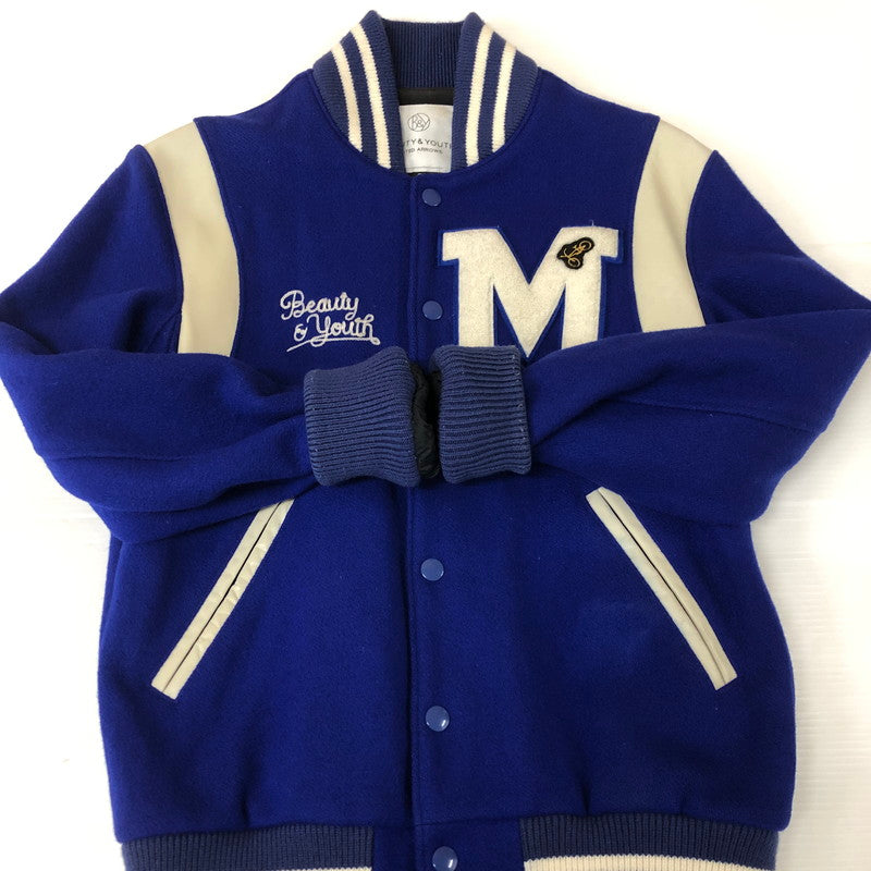 【中古品】【メンズ】 BEAUTY&YOUTH UNITED ARROWS ビューティアンドユースユナイテッドアローズ STADIUM JACKET 1225-104-2663 スタジアム ジャケット アウター スタジャン ウール 147-251127-ts-25-tei サイズ：S カラー：ブルー 万代Net店