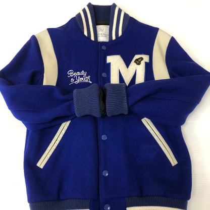 【中古品】【メンズ】 BEAUTY&YOUTH UNITED ARROWS ビューティアンドユースユナイテッドアローズ STADIUM JACKET 1225-104-2663 スタジアム ジャケット アウター スタジャン ウール 147-251127-ts-25-tei サイズ：S カラー：ブルー 万代Net店