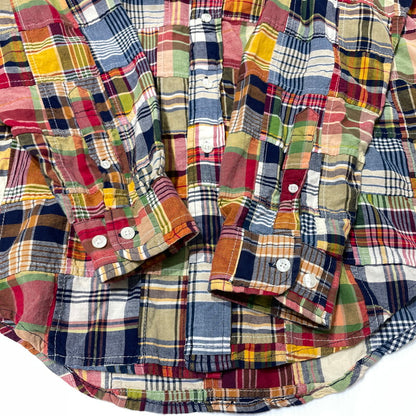 【中古品】【メンズ】 BROOKS BROTHERS ブルックスブラザーズ 80～90's EST.1818 PATCHWORK CHECK LS SHIRT VINTAGE 80～90年代 パッチワーク チェック ロングスリーブ シャツ 長袖 ヴィンテージ 147-260828-yo-08-teih サイズ：M カラー：マルチ 万代Net店