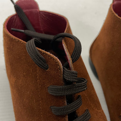 【中古品】【レディース】 SALVATORE FERRAGAMO SPORT サルヴァトーレフェラガモ スポーツ SUEDELEATHER STITCH SHORT BOOTS SN6390 スエードレザー ステッチ ショート ブーツ シューズ 靴 167-261014-yo-31-teih サイズ：6C カラー：ブラウン 万代Net店