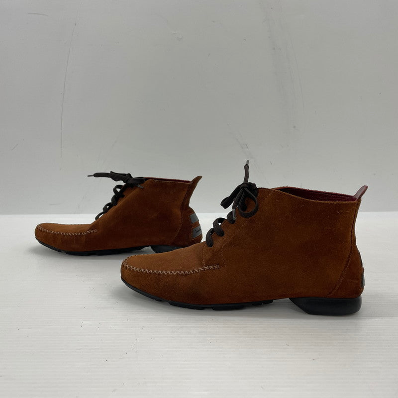【中古品】【レディース】 SALVATORE FERRAGAMO SPORT サルヴァトーレフェラガモ スポーツ SUEDELEATHER STITCH SHORT BOOTS SN6390 スエードレザー ステッチ ショート ブーツ シューズ 靴 167-261014-yo-31-teih サイズ：6C カラー：ブラウン 万代Net店