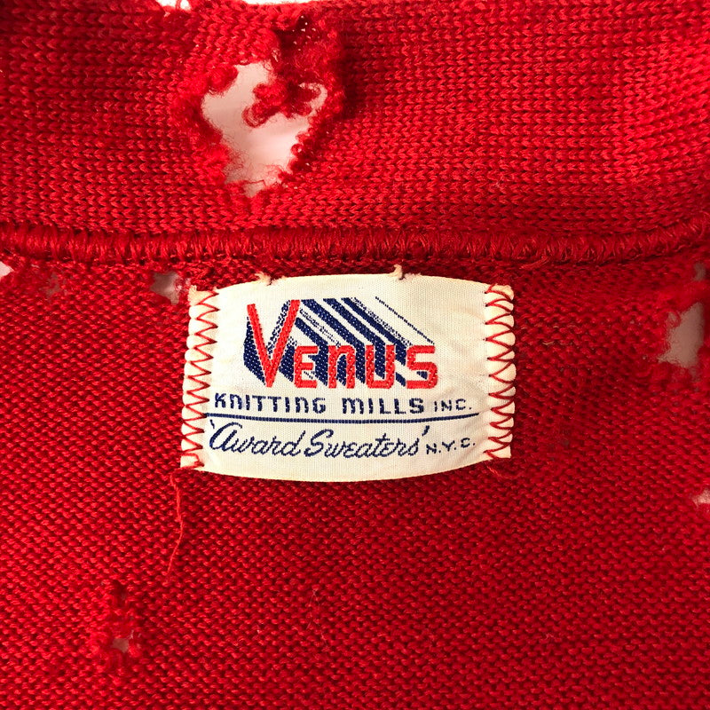 【ジャンク品】【メンズ】  VENUS ヴィーナス 40～50's LETTERED CARDIGAN VINTAGE 40-50年代 レタードカーディガン トップス ヴィンテージ 145-250209-kk-17-tei サイズ：表記無し 下記参照 カラー：レッド 万代Net店