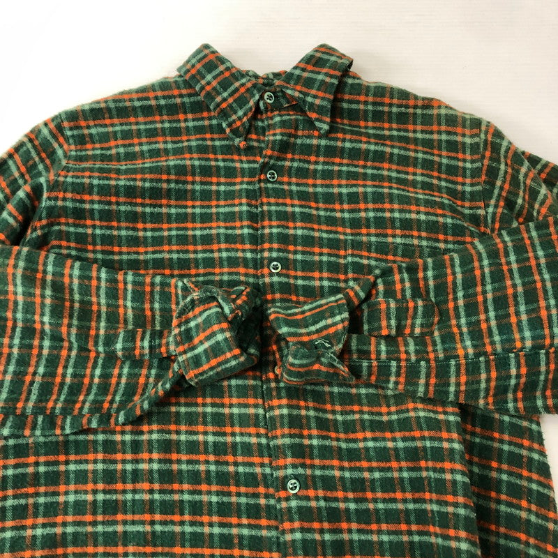 【中古品】【メンズ】  UNKNOWN VINTAGE 50～60's COTTON CHECK FLANNEL SHIRT ヴィンテージ 50-60年代 コットン チェック フランネルシャツ 長袖 トップス マチ付き 145-250208-kk-12-tei サイズ：表記無し 下記参照 カラー：グリーン 万代Net店